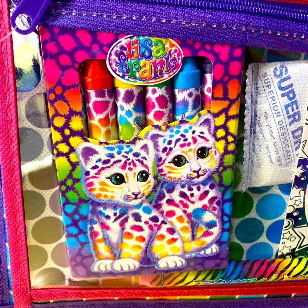 LISA FRANK TRIFOLD PORTFOLIO OVER 750 STICKERS 3 PUZZLES ACTIVITY SET MO… - Picture 2 of 16